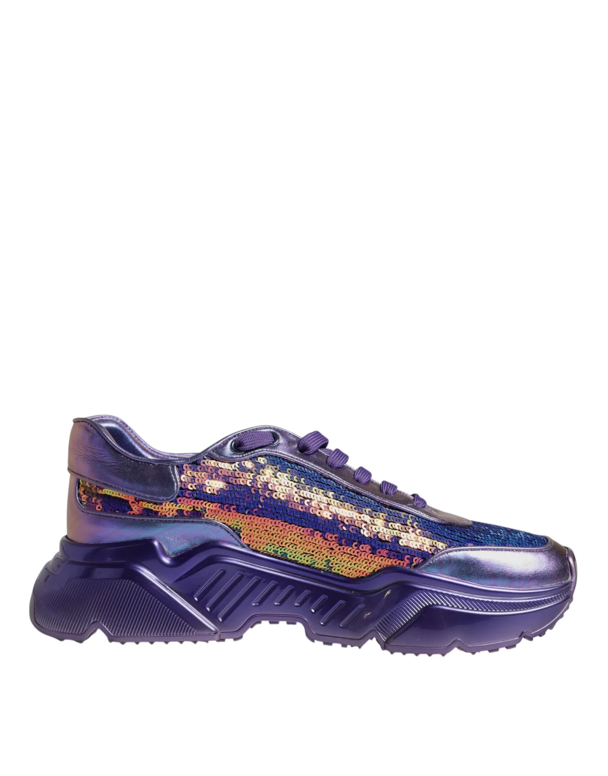 Dolce & Gabbana Men's Purple Sequin Iridiscent Daymaster Sneakers Shoes
