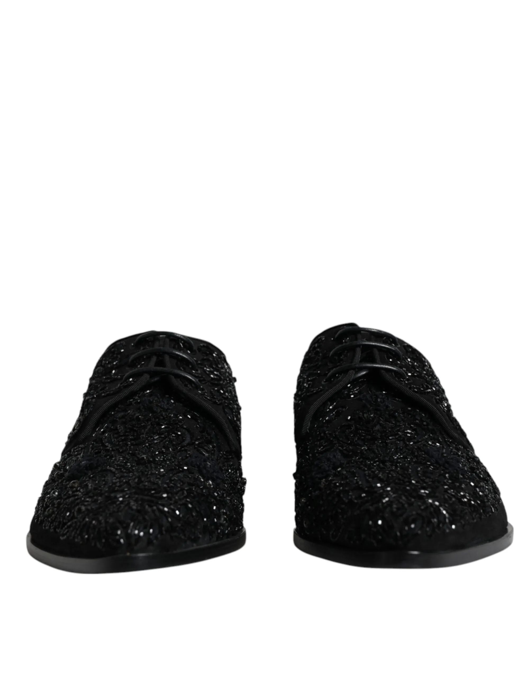 Dolce & Gabbana Men's Black Embellished Suede Derby Formal Shoes