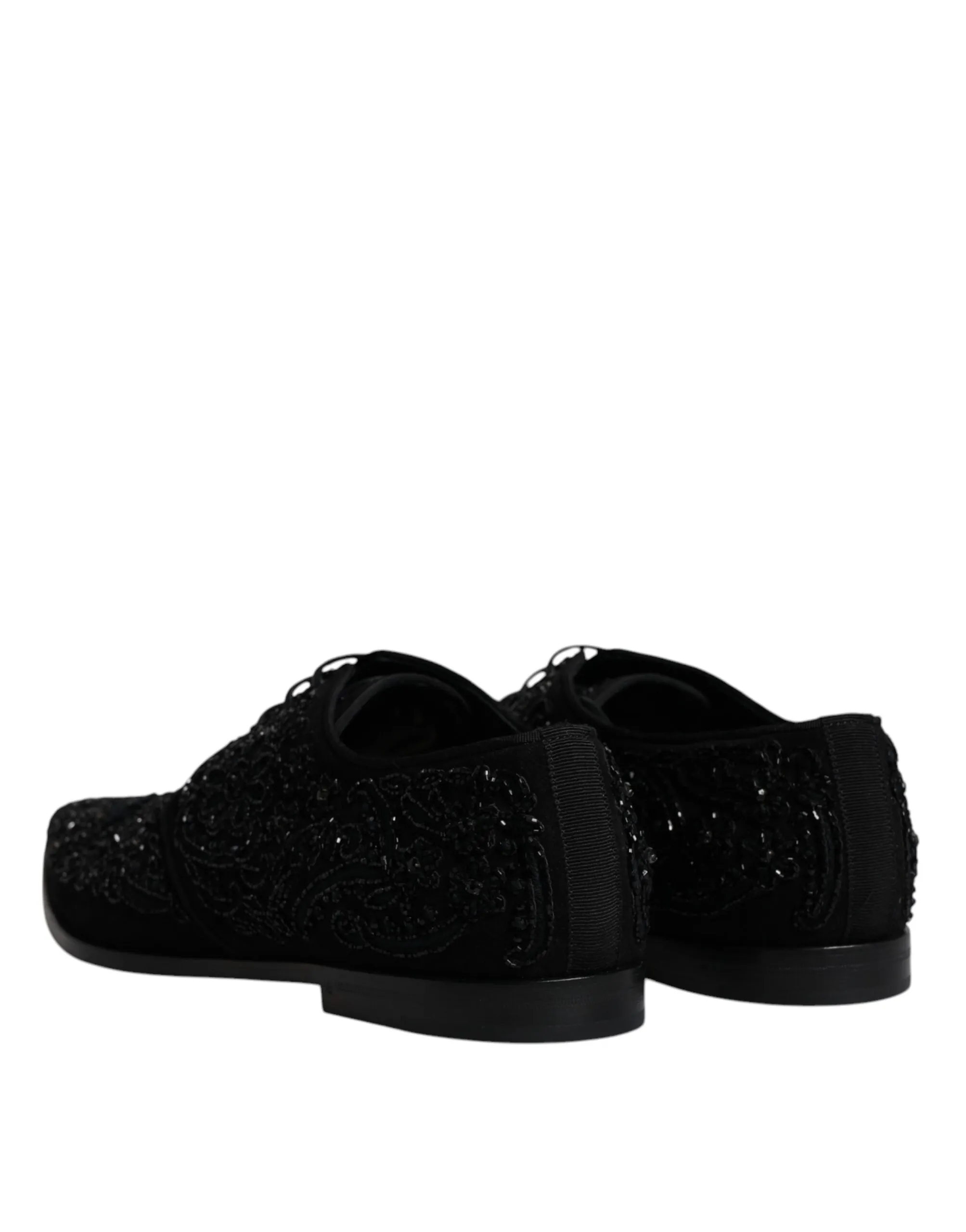 Dolce & Gabbana Men's Black Embellished Suede Derby Formal Shoes