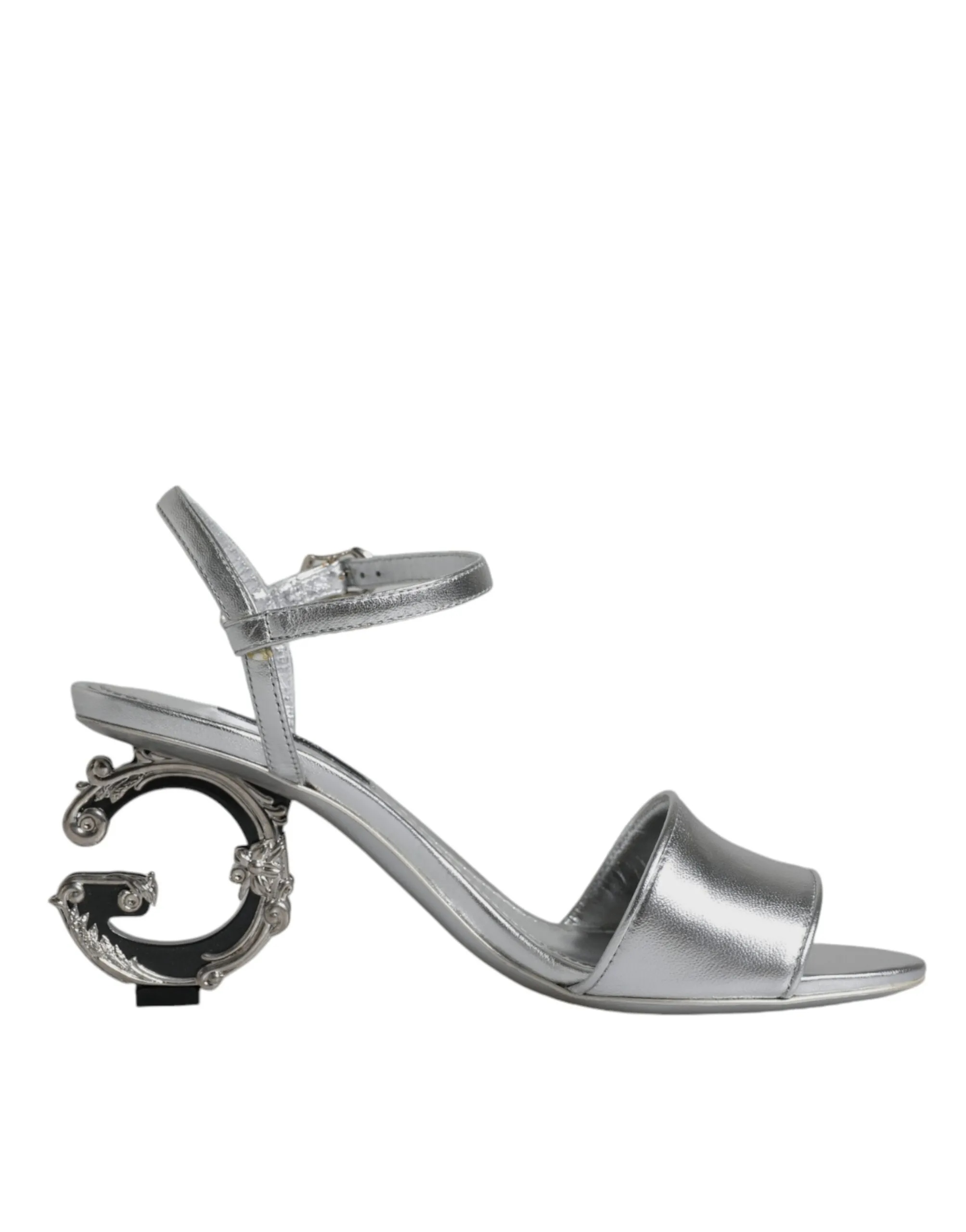 Dolce & Gabbana Women's Silver KEIRA Heels Ankle Strap Sandals Shoes