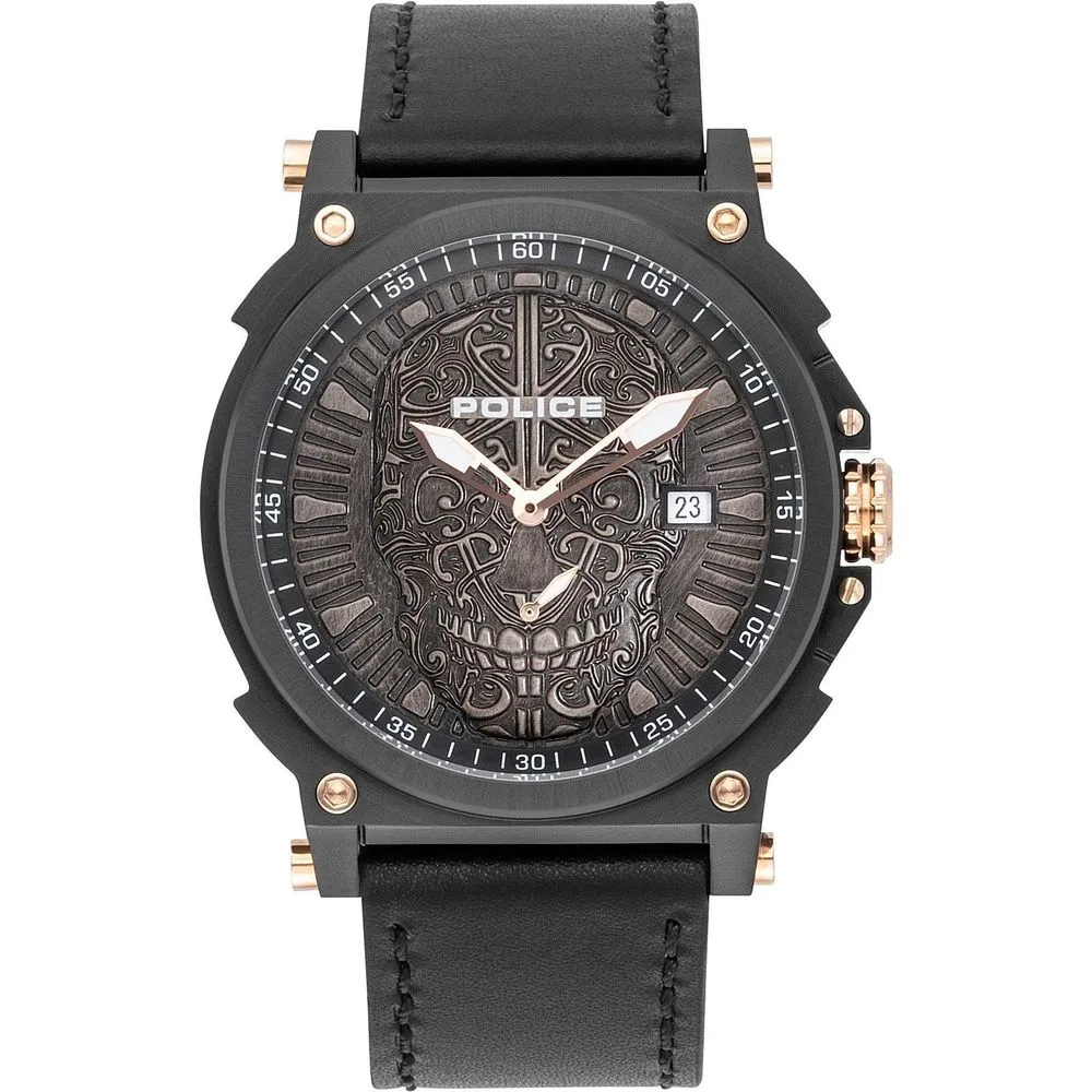 Police Men's Gray Leather Watch