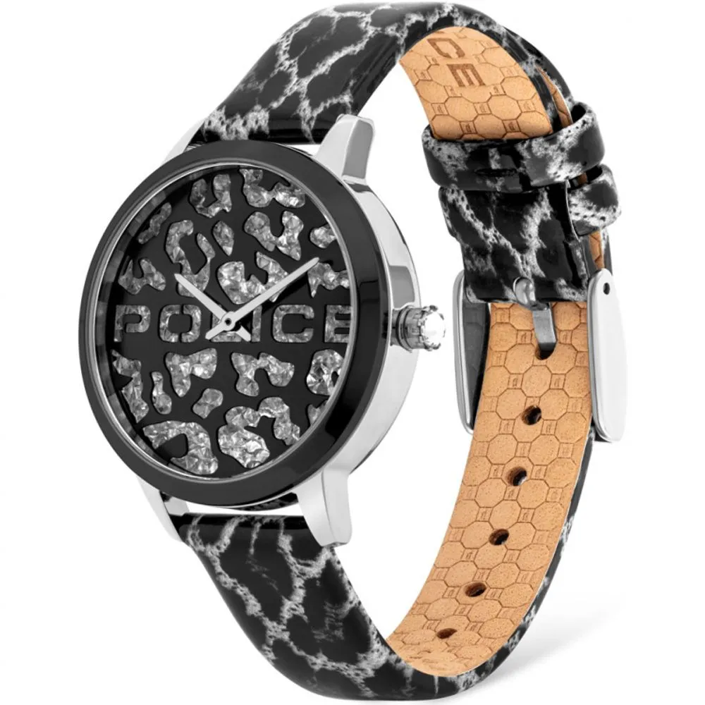 Police Women's Black Leather Watch