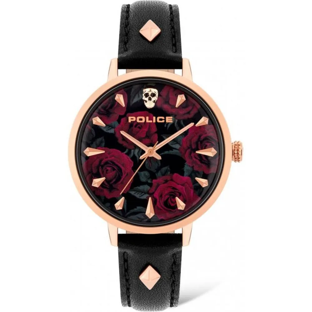 Police Women's Black Leather Watch