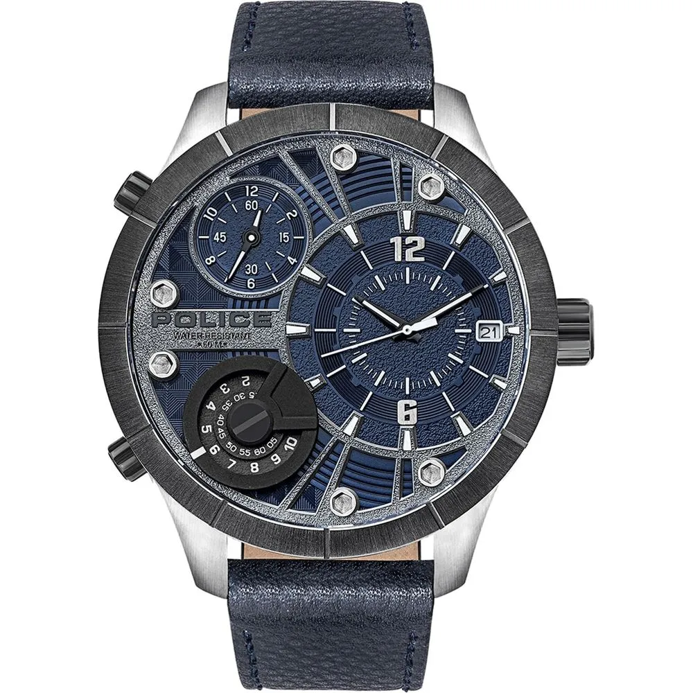 Police Men's Blue Leather Watch