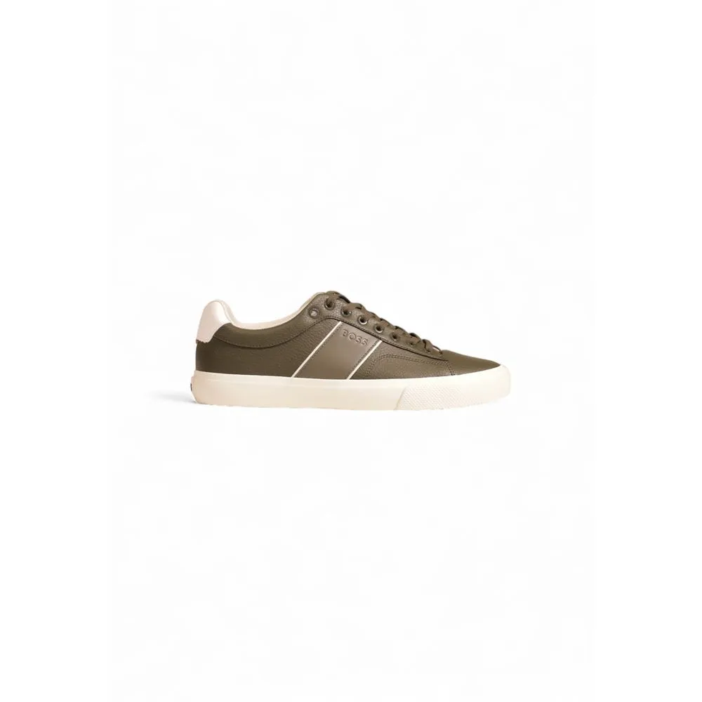 Hugo Boss Men's Green Leather Sneaker