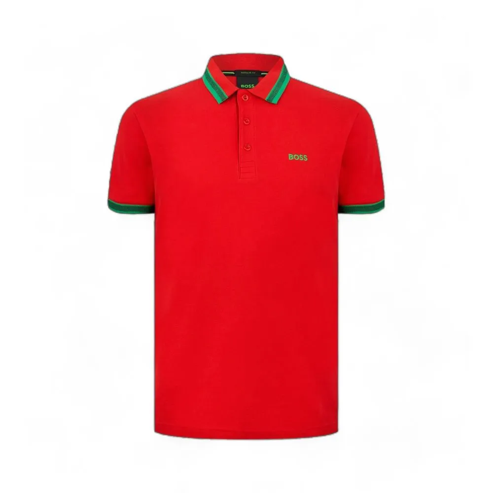 Hugo Boss Men's Red Cotton Polo Shirt
