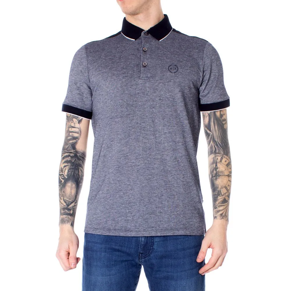 Armani Exchange Men's Blue Cotton Polo Shirt