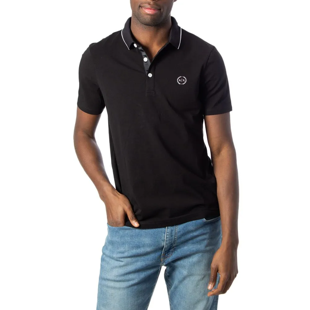Armani Exchange Men's Black Cotton Polo Shirt