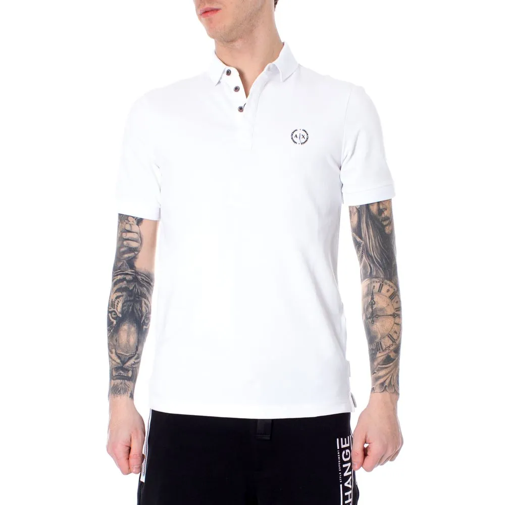 Armani Exchange Men's White Cotton Polo Shirt