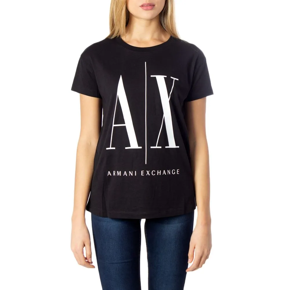 Armani Exchange Women's Black Cotton Tops & T-Shirt