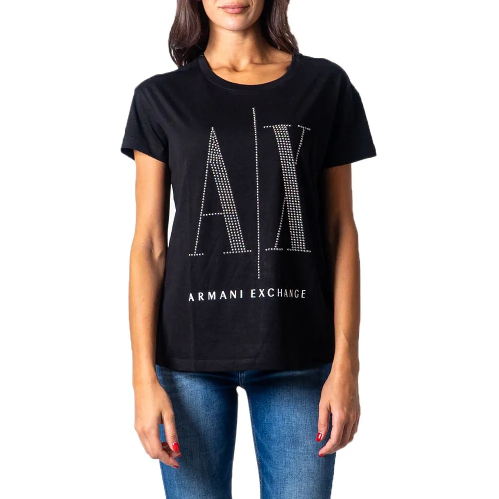 Armani Exchange Women's Black Cotton Tops & T-Shirt