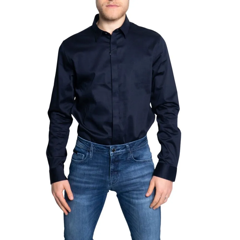 Armani Exchange Men's Blue Cotton Shirt