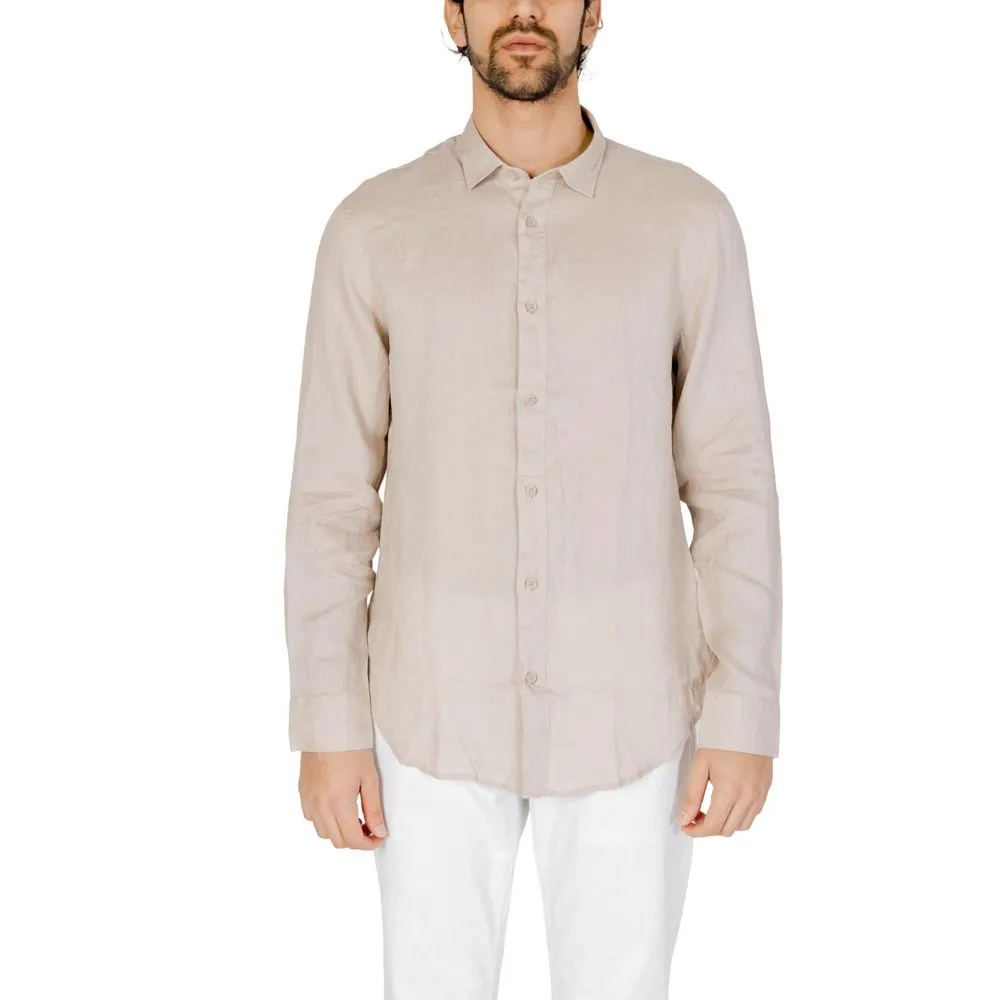 Armani Exchange Men's Beige Linen Shirt