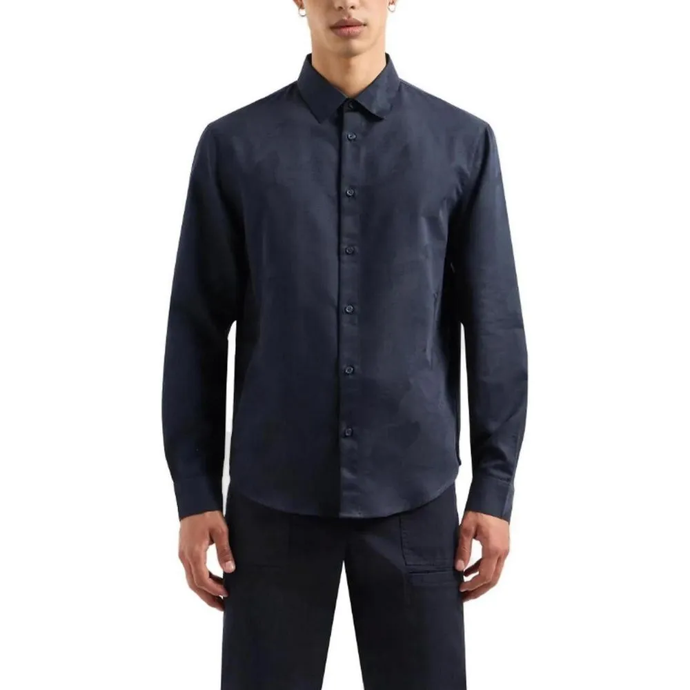 Armani Exchange Men's Blue Cotton Shirt