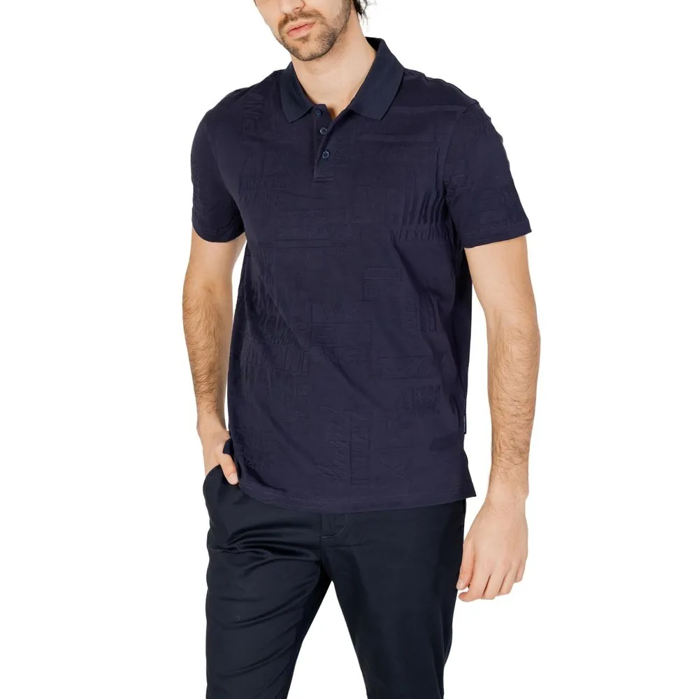 Armani Exchange Men's Blue Cotton Polo Shirt