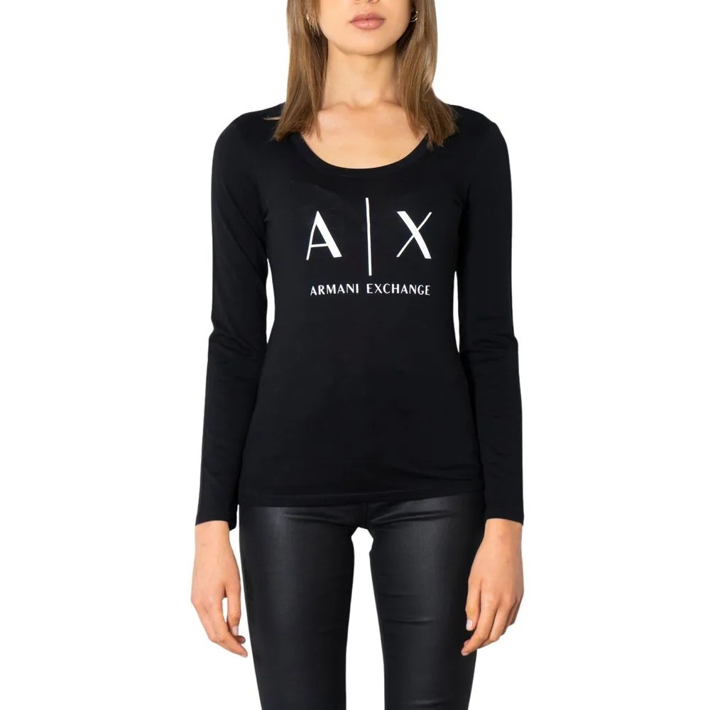 Armani Exchange Women's Black Cotton Tops & T-Shirt
