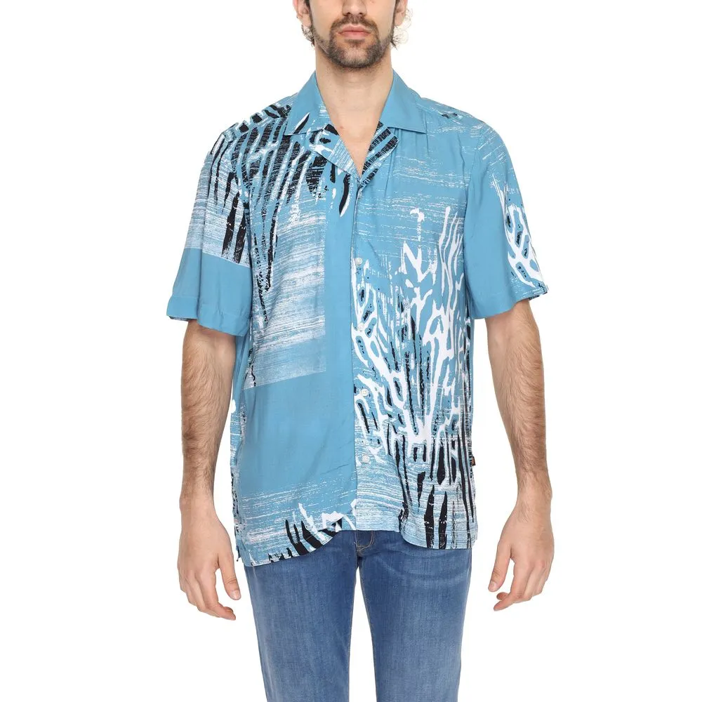 Hugo Boss Men's Blue Viscose Shirt