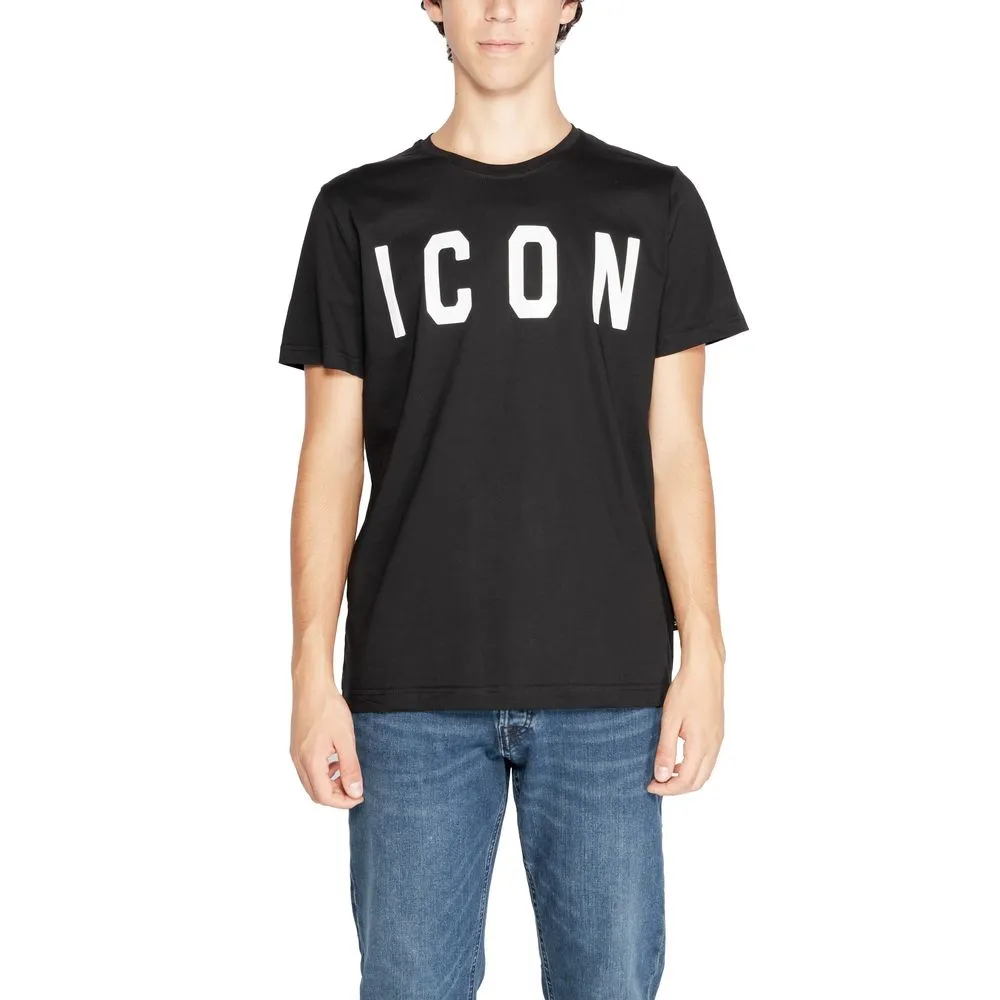 Icon Men's Black And White Cotton T-Shirt