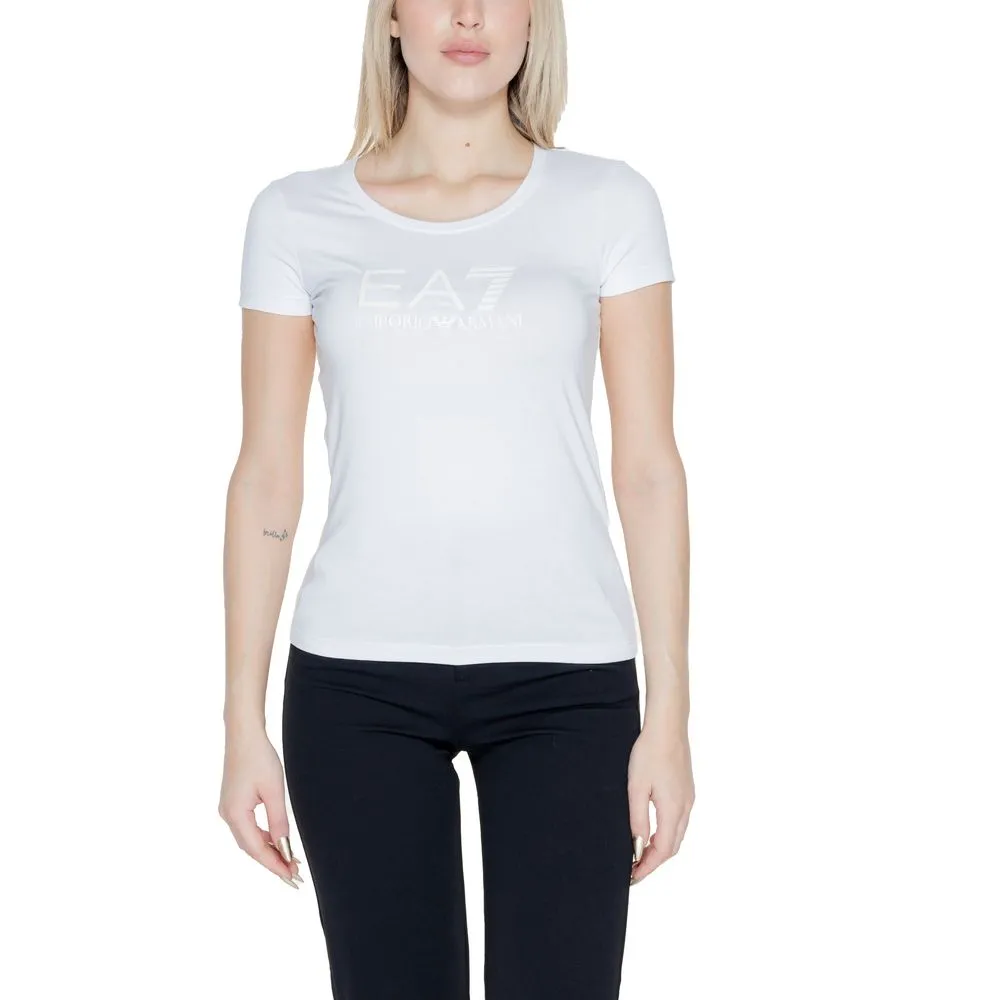 EA7 Emporio Armani Women's Cream Cotton Tops & T-Shirt