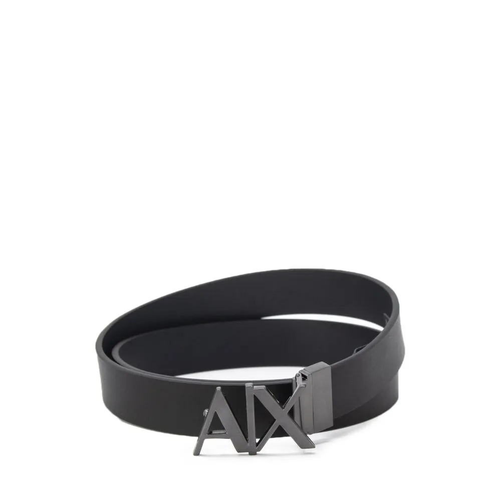 Armani Exchange Men's Black Leather Belt