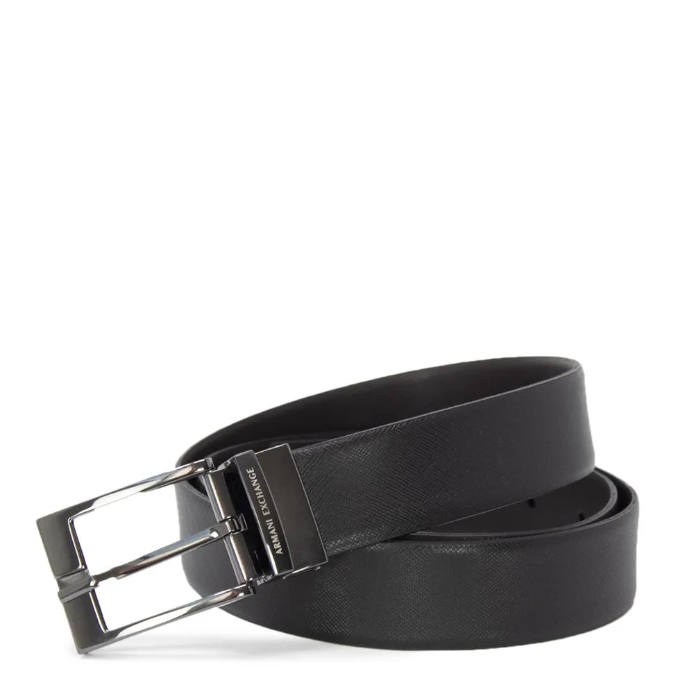 Armani Exchange Men's Black Leather Belt