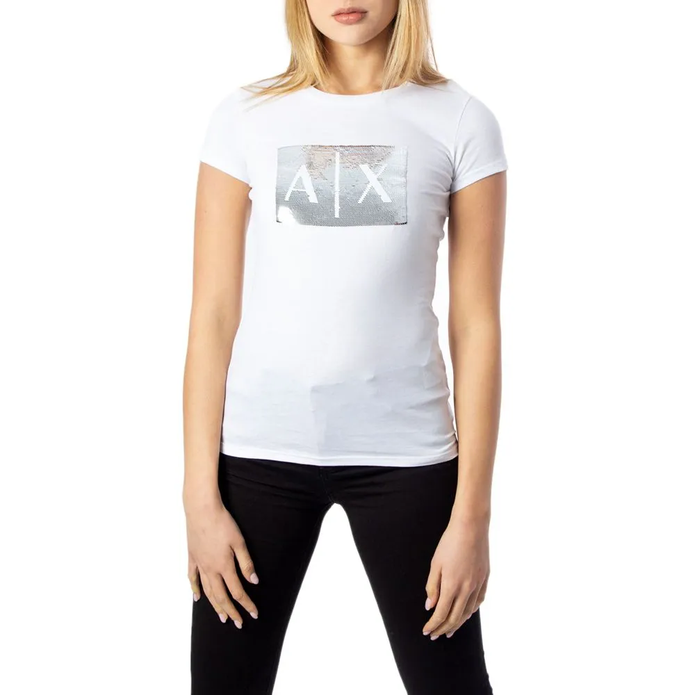 Armani Exchange Women's White Cotton Tops & T-Shirt