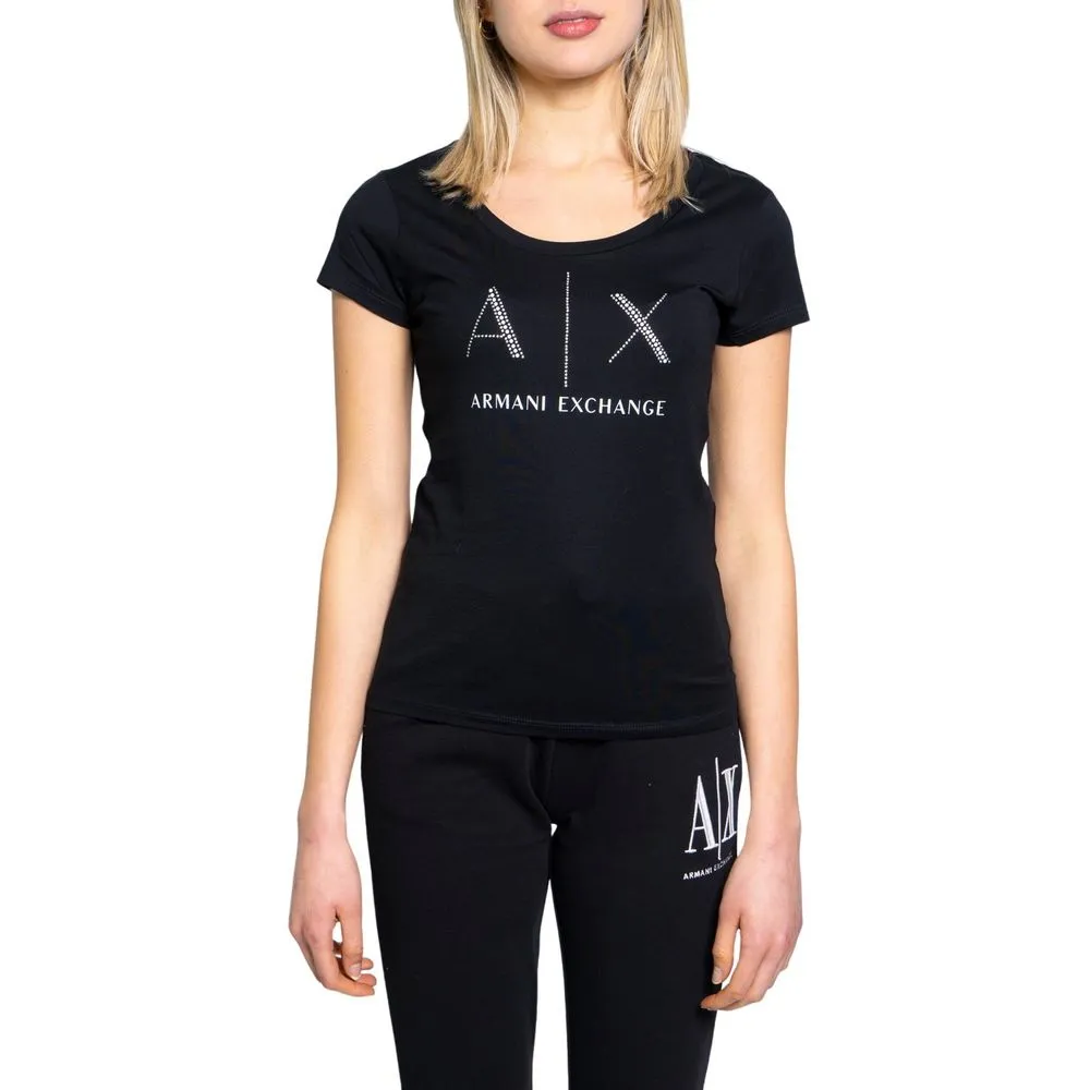 Armani Exchange Women's Black Cotton Tops & T-Shirt