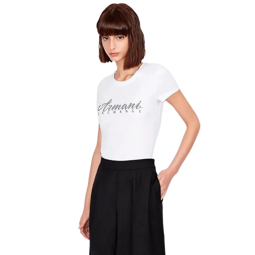 Armani Exchange Women's White Cotton Tops & T-Shirt