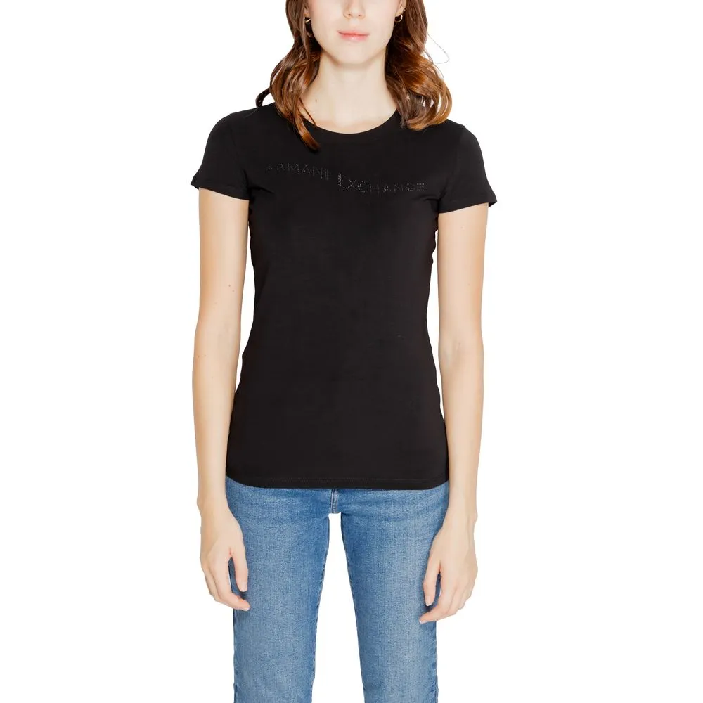 Armani Exchange Women's Black Cotton Tops & T-Shirt