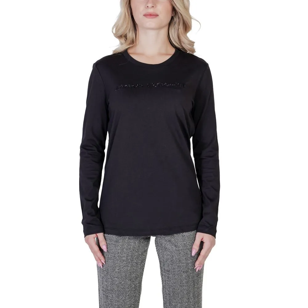 Armani Exchange Women's Black Cotton Tops & T-Shirt