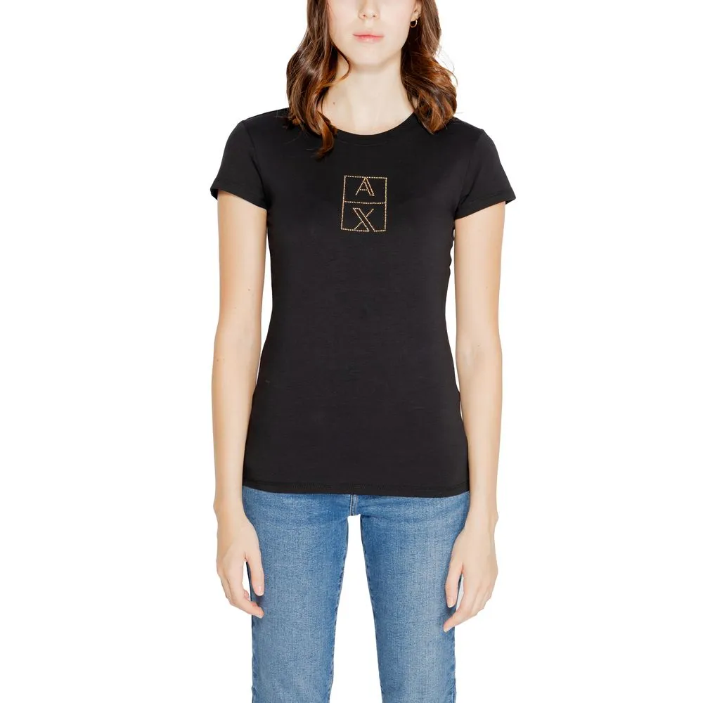 Armani Exchange Women's Black Cotton Tops & T-Shirt