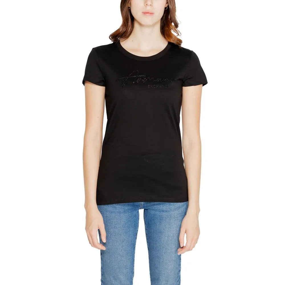 Armani Exchange Women's Black Cotton Tops & T-Shirt