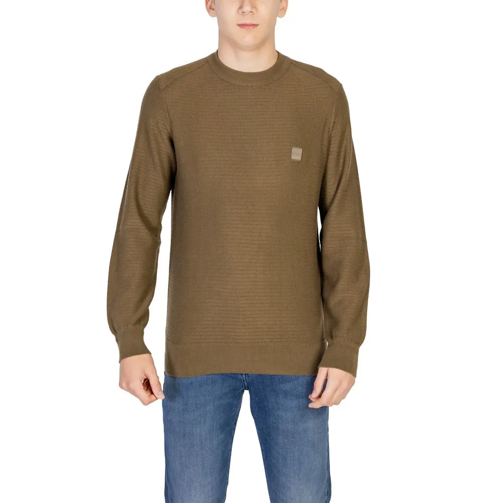 Hugo Boss Men's Green Cotton Sweater