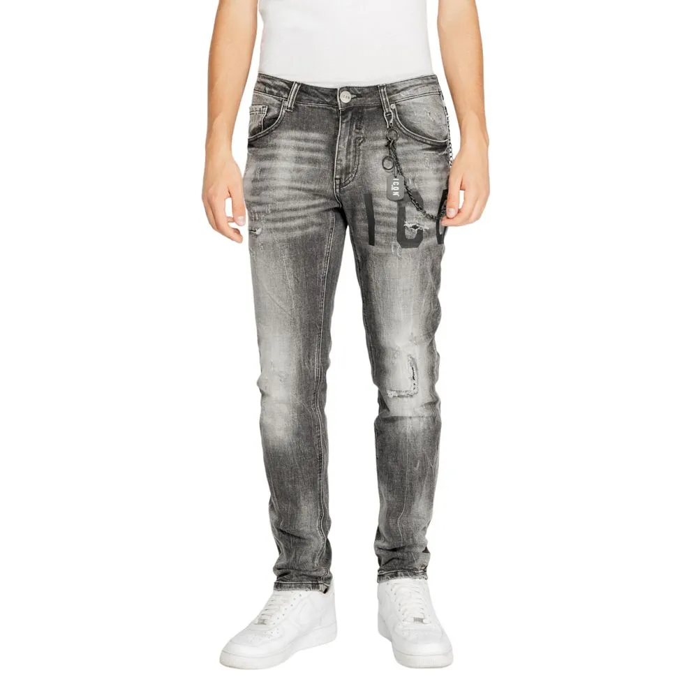 Icon Men's Gray Cotton Jeans & Pant