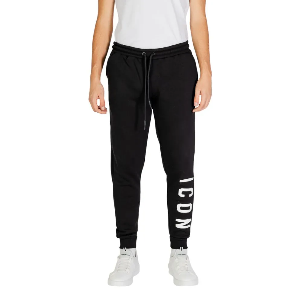 Icon Men's Black And White Cotton Jeans & Pant