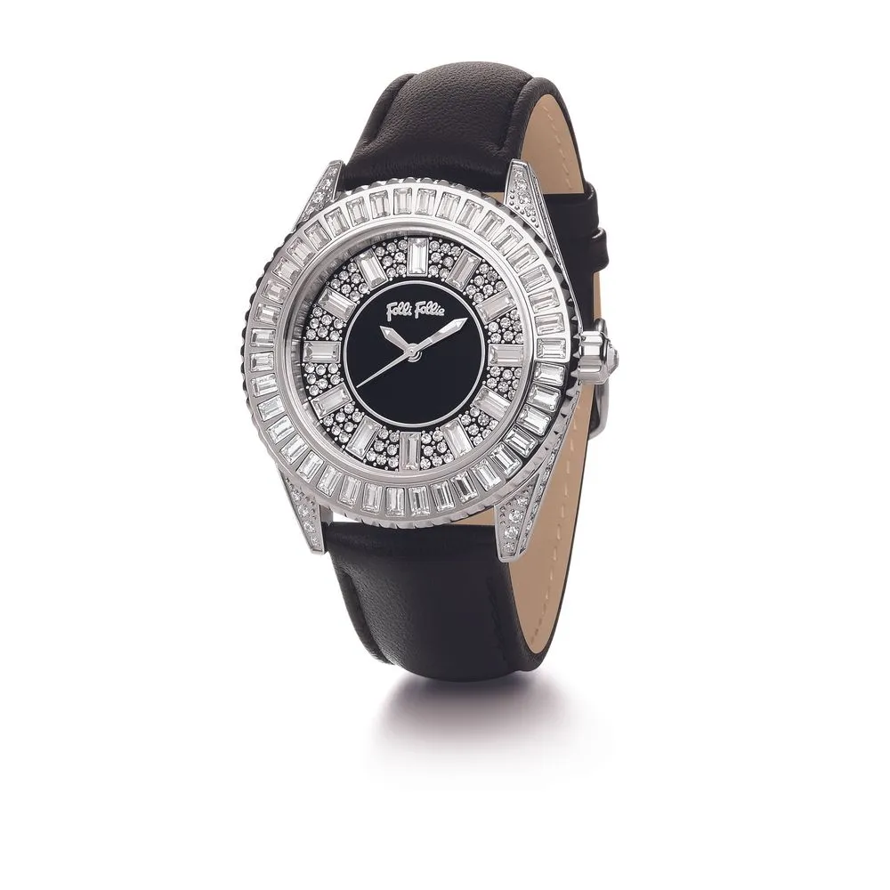 Folli Follie Women's Black Leather Watch