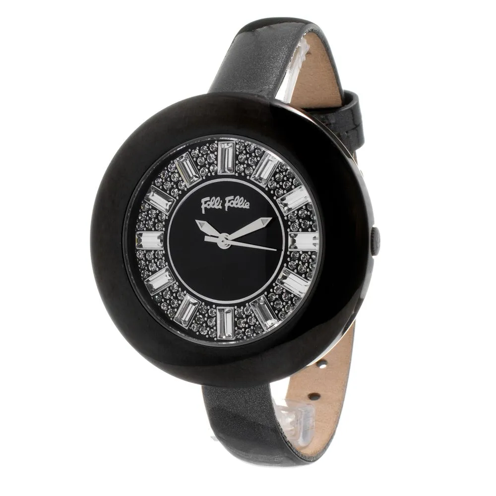 Folli Follie Women's Black Leather Watch