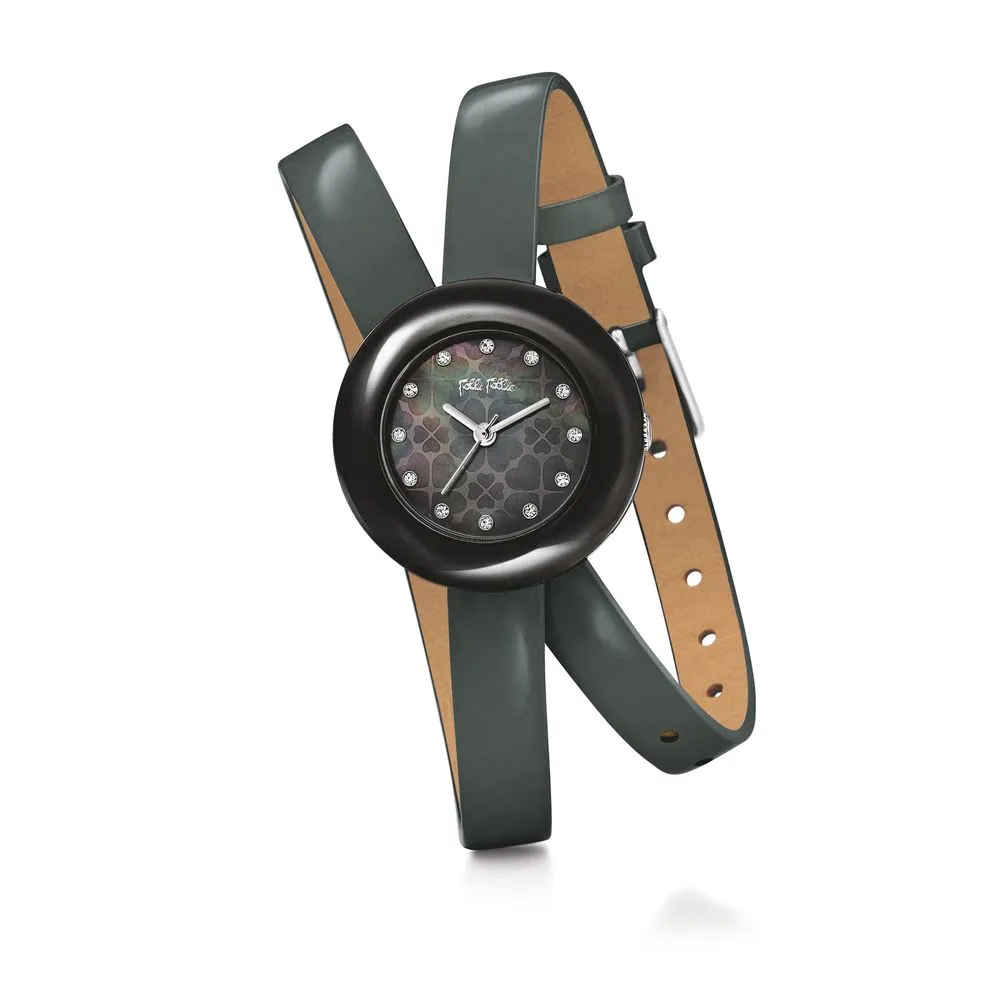 Folli Follie Women's Black Leather Watch