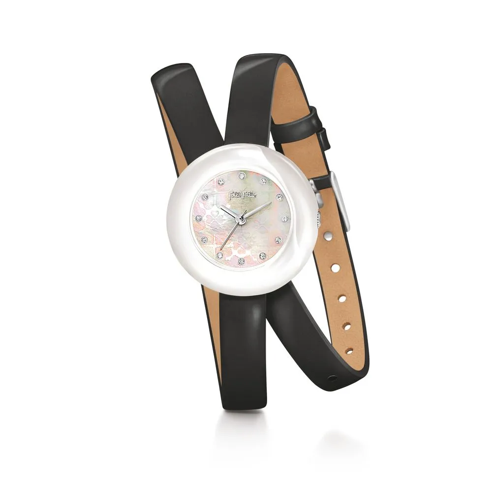 Folli Follie Women's Black Leather Watch
