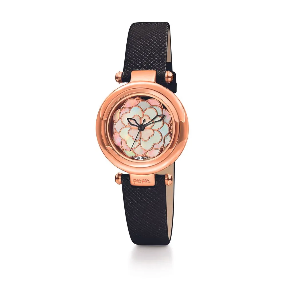 Folli Follie Women's Black Leather Watch