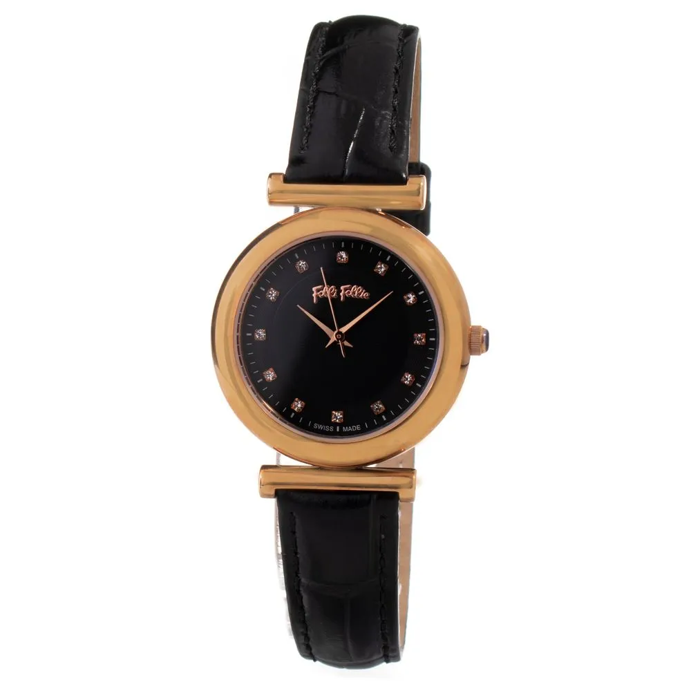 Folli Follie Women's Black Leather Watch