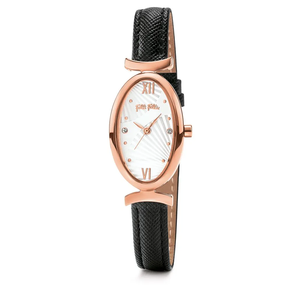 Folli Follie Women's Black Leather Watch