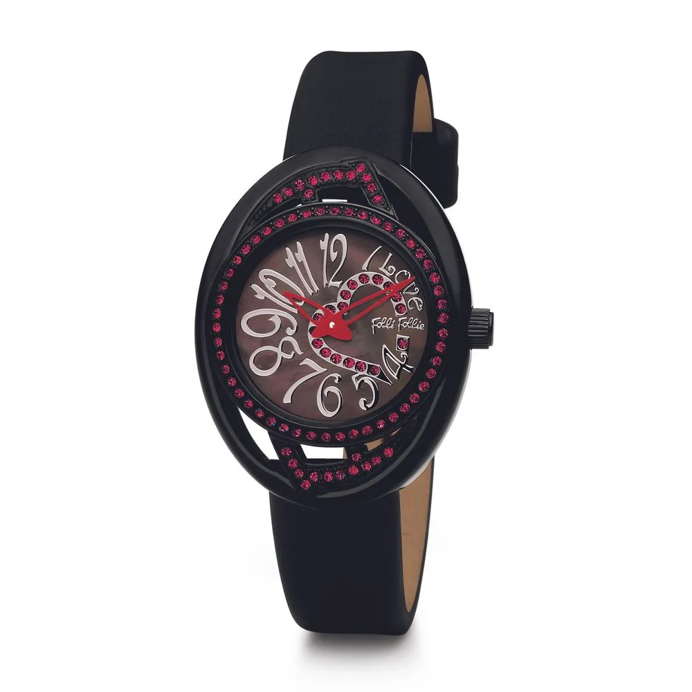 Folli Follie Women's Black Leather Watch