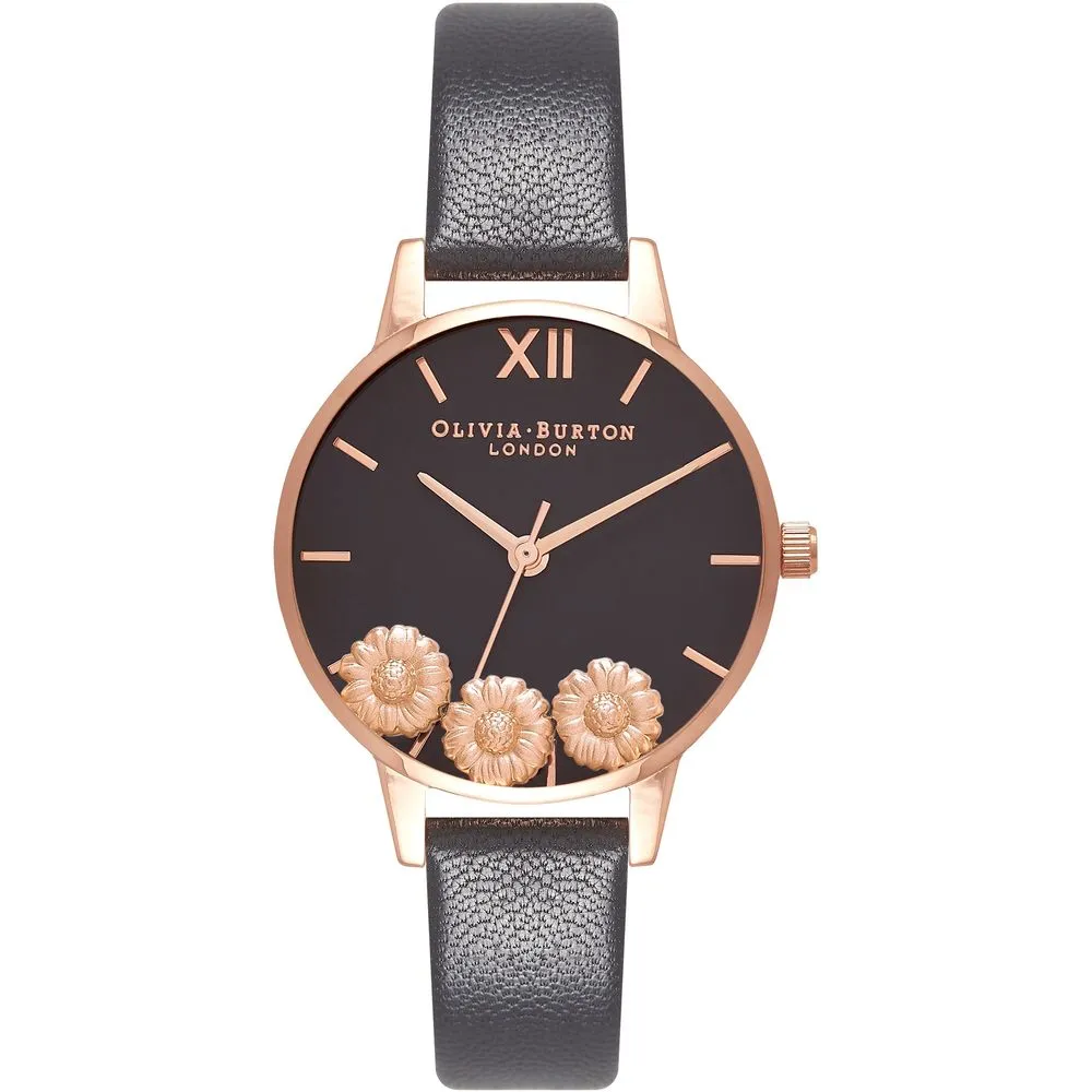 Olivia Burton Women's Black Synthetic Leather Watch