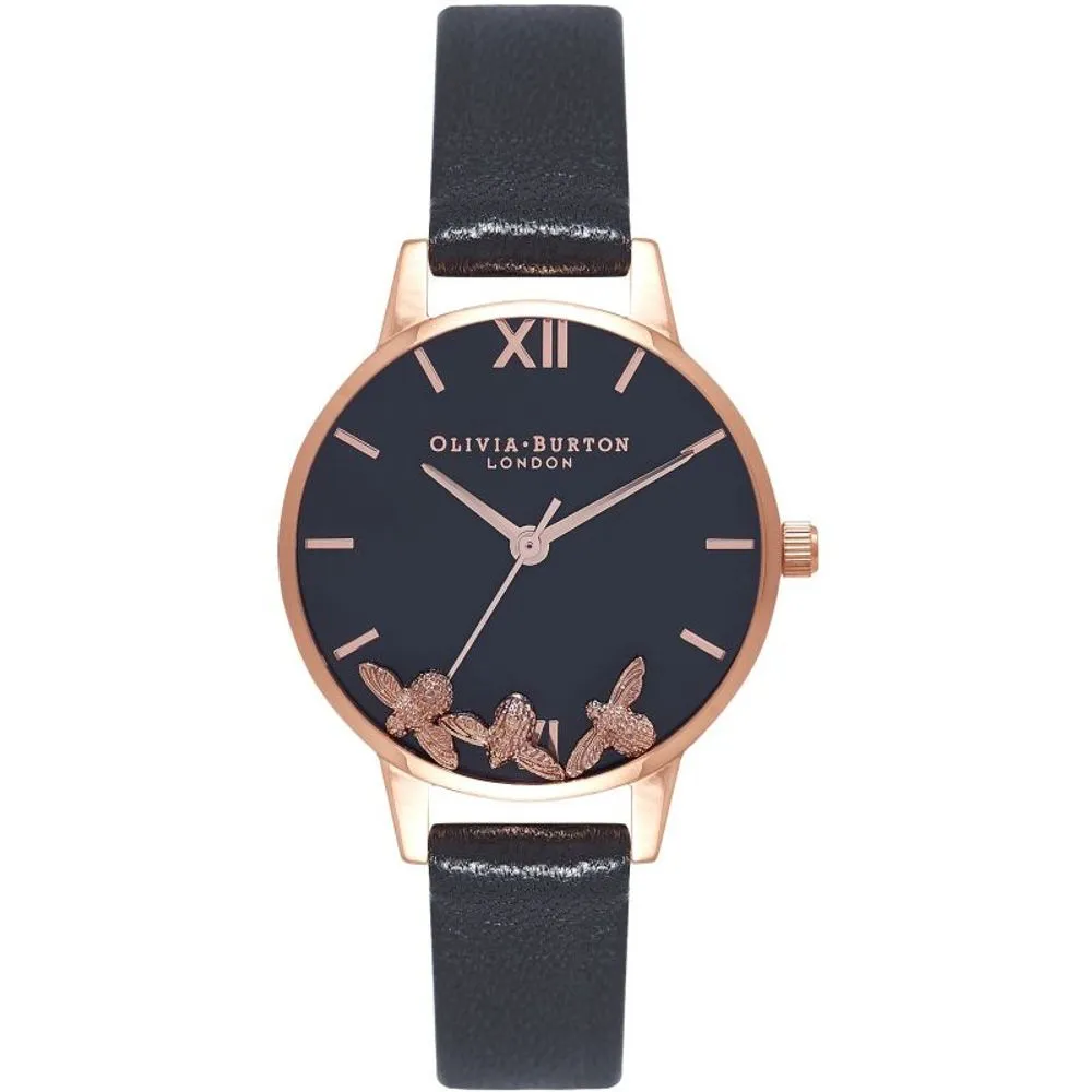Olivia Burton Women's Black Synthetic Leather Watch