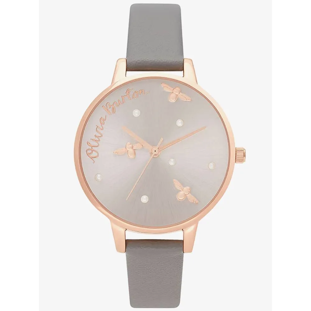 Olivia Burton Women's Gray Leather Leather Watch