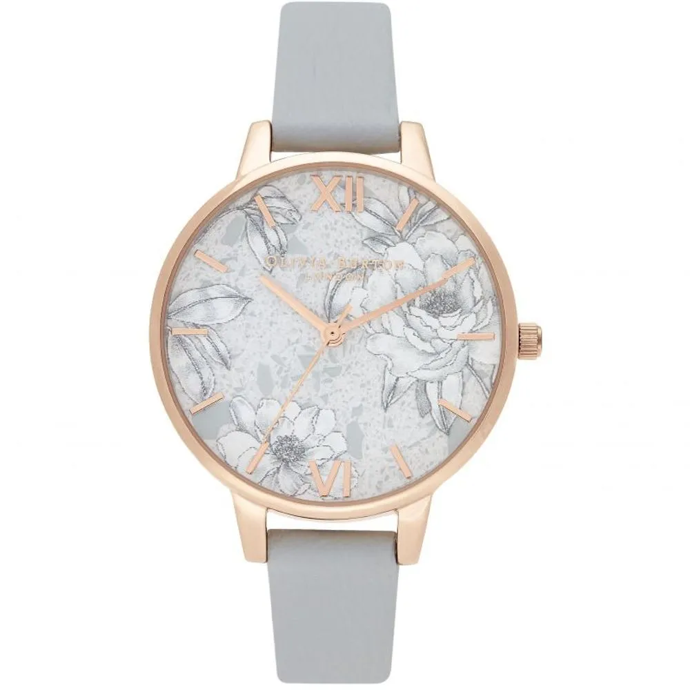 Olivia Burton Women's Gray Leather Leather Watch