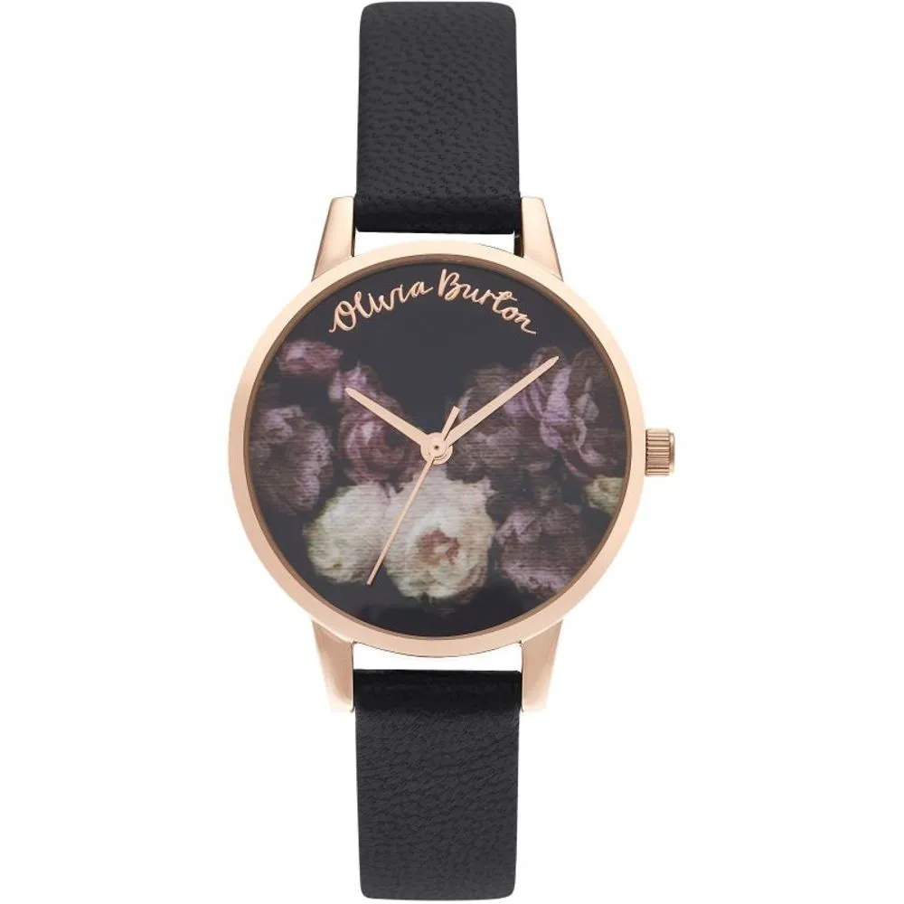 Olivia Burton Women's Black Synthetic Leather Watch