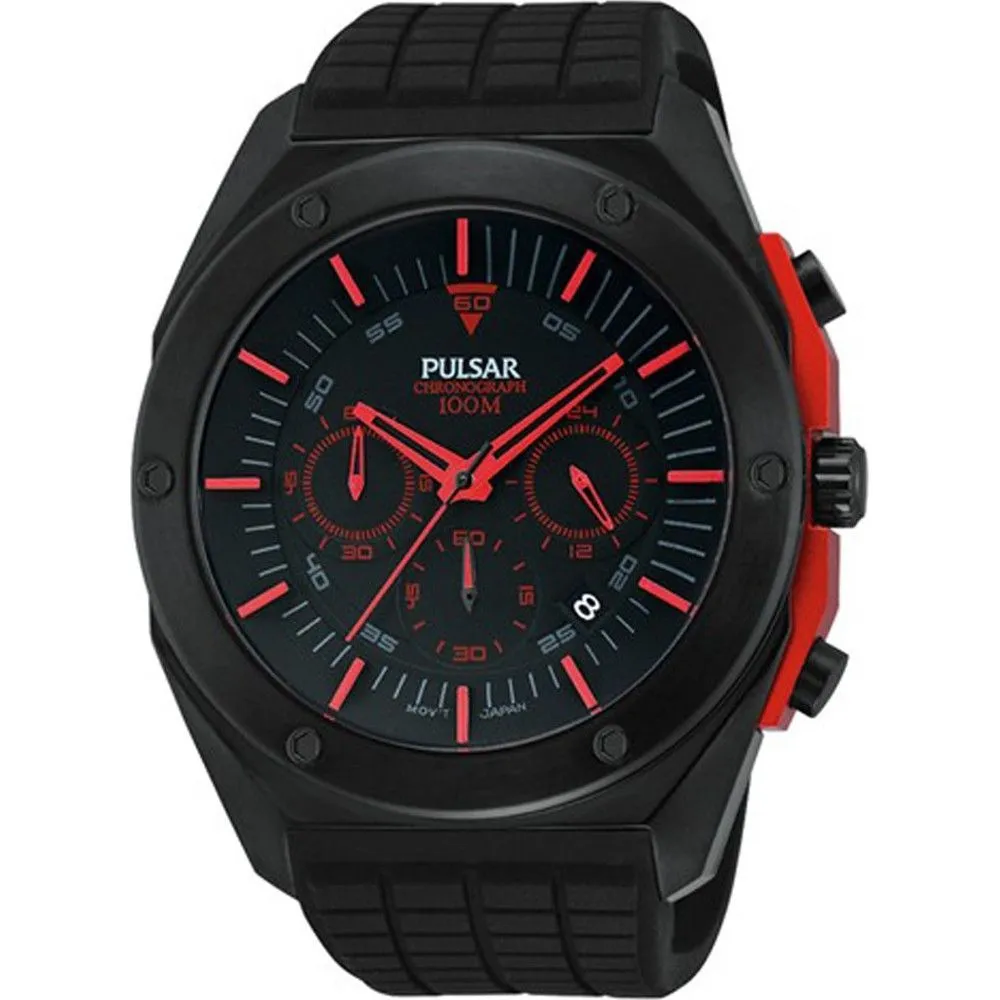 Pulsar Men's Black Rubber Watch