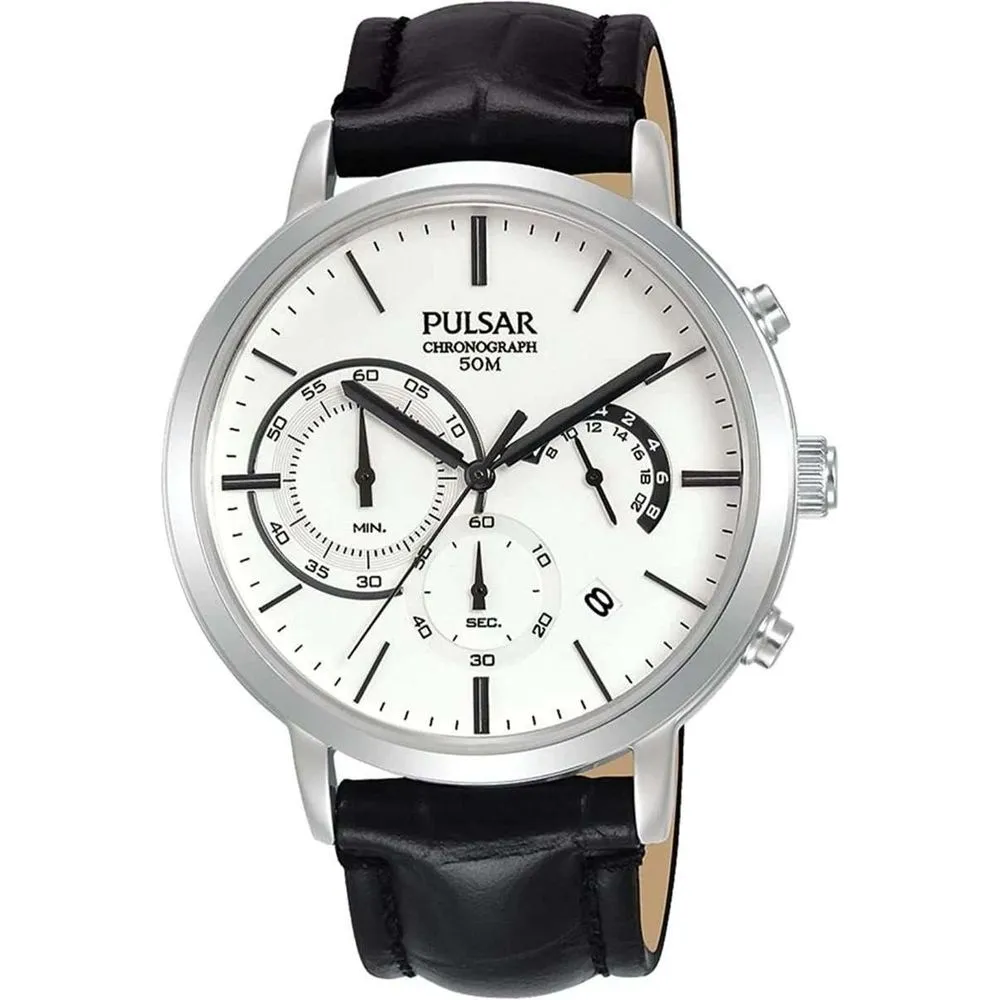 Pulsar Men's Black Leather Watch